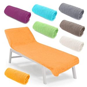 heimtexland ® Coussin en tissu éponge pour chaise longue - Pour plage, piscine, sauna - Serviette hygiénique - Type 772 - Orange (inovatex, neuf)