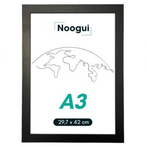 NOOGUI Cadre A3 Bois Noir Avec Plexiglas Antireflet | Format A3 Pour photos et diplômes Poster et décoration Murale | Tableau vertical et horizontal | 30x42 Cm (DANOVA PRODUCTS, neuf)