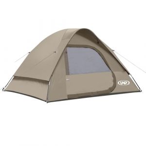 UNP Tente De Camping 4 Personnes, ImperméAble, Coupe-Vent, avec Pare-Pluie, Facile à Installer, Tente DôMe Portable pour Camping, 240 X 210 X 120 cm (Kaki) (SZYLB-Store, neuf)