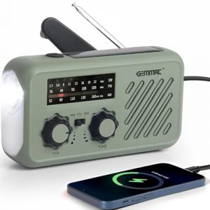 Radio Portable Urgence, FM/AM Radio de Secours avec Rechargement du Solaire Radios Dynamo à Manivelle avec Lampe de Poche Lampe Lecture LED 2000mAh Powerbank SOS Alarm Outdoor Camping (AC LIFE - EU, neuf)