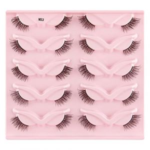 Lot de 5 paires de faux cils denses longs et épais - Œil russe (J, taille unique) (ZhuZhouYuZiNanShangMao, neuf)