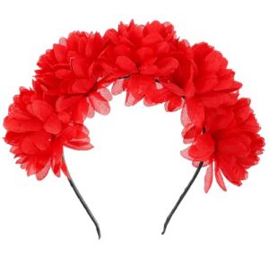 PRETYZOOM Serrage-T&ecirc;te de Mari&eacute;e Rouge en Tissu L&eacute;ger Grosse Fleur Bandeau &agrave; Fleurs pour Mariage et F&ecirc;tes Accessoire Cheveux &Eacute;l&eacute;gant pour Coiffure F&eacute;minine D&eacute;coration Mariage et (Coddle HSY, neuf)