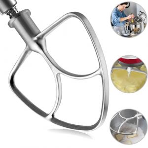 HOMGEN Batteur Plat en Acier Inoxydable 4.5qt-5qt -Fouet pour Kitchenaid Robot P&acirc;tissier Convient aux Mixeurs K45SS, KSM75, KSM90, KSM110, KSM125, KSM150 Heavy Duty et aux Lave-Vaisselle (Homgen FR, neuf)