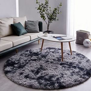 VOFUSHON Tapis Rond Salon Shaggy Descente de lit Chambre Grande Taille Tapis avec Le Fond Antidérapant, Tapis Décoratif de Style Moderne pour Salon Chambre Canapé Natte(Ø 150 cm Rond,Gris foncé) (VOFUSHON-Home, neuf)