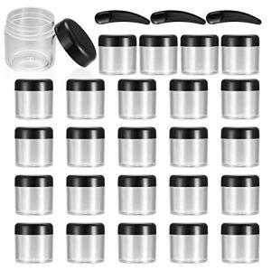 20 Pièces Pot Vide Cosmétiques, Recipient Cosmetique Vide Pots Transparent Plastique, Petite Pots avec Spatule pour Maquillage Crème Échantillons (Noir) (TianQiuKeJi, neuf)