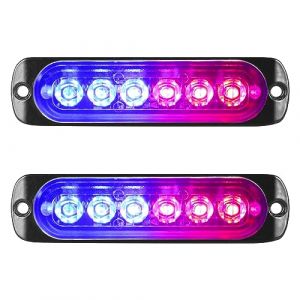 Willpower 2pcs 6LED Feu Stroboscopique Urgent Bleu Rouge Feux de Gabarit Latéraux Voiture 12V 24V Barre Lumineuse LED Balise Clignotante de Sécurité pour Remorque Utilitaire Bateau Tracteur Véhicule (YZ-EU, neuf)