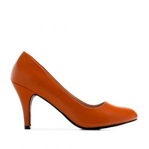 Andrés Machado - Élégants Escarpins rétro pour Femme/Adolescent pour l´été et l´Hiver - AM422 - Bout Arrondi en Simili Cuir - Talons Moyens Fins - Orange, EU 44 (Andrés Machado, neuf)