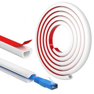 FIXCHORD Goulotte Autocollante, Goulotte &Eacute;lectrique, Retardateur de Flammes, Peinturable, Goulotte D&eacute;corative pour La Maison et au Bureau, 15mm (Largeur) x 10mm (Hauteur) x 2m Longueurs - Blanc (HOMMAND EU, neuf)