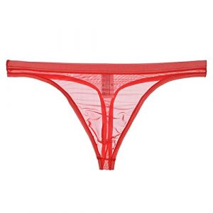String transparent pour homme, en maille fine, sous-v&ecirc;tements sexy, rouge, M (⭐⭐⭐⭐⭐Five star⭐⭐⭐⭐⭐, neuf)