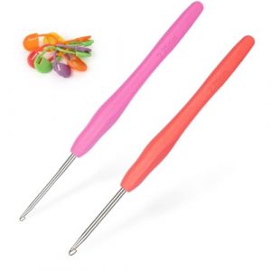 Coopay Lot de 2 Crochets Fins 2,25 mm et 2,75 mm - Poign&eacute;e Douce TPR, Ergonomiques pour Pointes (YutongTech, neuf)