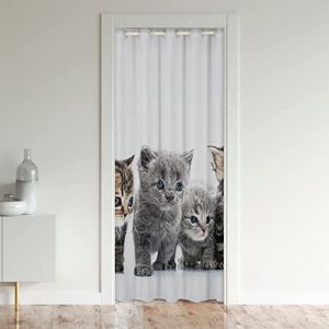 Chat Rideau de Porte 86x203cm Chats Imprimer Rideaux Exterieur d'entrée Home Décor Cute Chaton Gris Chat Cadeaux pour Amants 30%-50% Chambre Rideau Occultant Rideaux Interieur Salon Chambre (Bofanshangmao, neuf)