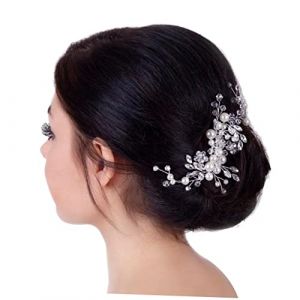 NIYANGLE 1 Pièce Peigne à Perles Porter Accessoires De Cheveux De Mariage Pour Femmes Peigne à Cheveux Perlé Peigne à Cheveux Mariage Mariée Barrette De Cheveux De Mariée Silver Alliage (Telinei, neuf)