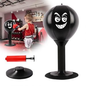 Sac De Frappe De Bureau, AC De Frappe De Bureau, Punching Ball, Sac De Frappe Debout, Table De Punching Ball, Gonflable avec Ventouse Pompe à air Cadeau pour Adultes, Enfants,Noir (TRUST AND BU, neuf)