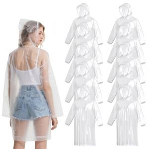 LEOINAER Poncho de Pluie Adulte Unisexe 10 Pi&egrave;ces Poncho Jetable Transparent, Imperm&eacute;able, Multifonction, Id&eacute;al pour Cyclistes et Utilisation Quotidienne Taille Unique (gzchaoke, neuf)