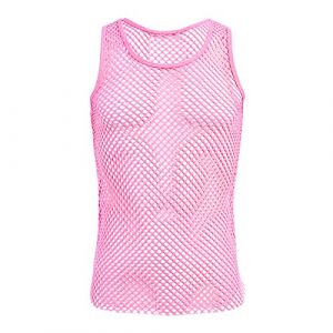 Homme D&eacute;bardeurs Haut r&eacute;sille Maillot Corps Filet Top t-Shirt muscl&eacute; Transparent Gym Maillots de Corps d'&eacute;t&eacute; T-Shirt d'&eacute;t&eacute; sans Manches Rose S (ZhuL, neuf)