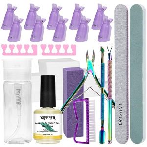 XIFEPFR Kit dissolvant pour vernis en gel, 521 kit d'enl&egrave;vement de vernis &agrave; ongles gel, flacon pompe 100ml, vernis &agrave; ongles, tondeuse &agrave; ongles, lime &agrave; ongles, brosse &agrave; ongles (Guangzhou Weijing Trading Co., LTD, neuf)