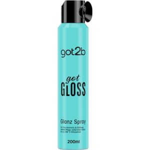 got2b Le spray brillant gotGloss (200 ml) assure jusqu'à 48 h de contrôle des frisottis et une brillance ultime, le spray coiffant protège les cheveux des températures jusqu'à 230 °C (Nikilko2017, neuf)