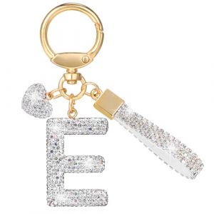 MWOOT Paillettes Porte Clé Lettre avec Strass, Argenté Initial Porte Clé Keychain, Porte Clef Lettre Sac Keyring Pendentif Décoratif, Brillant Porte Clef Voiture Charm, Porte Clé Cadeau pour Femme(E) (vetpw, neuf)