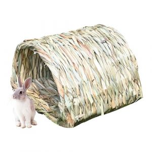 Ghjkldha Hutte pour lapin, tunnel de foin spacieux, jouet &agrave; m&acirc;cher en roseau, fournitures pour animaux domestiques pour int&eacute;rieur et ext&eacute;rieur, h&eacute;risson, literie d'Inde, abri pour petits animaux (Secret Dream, neuf)