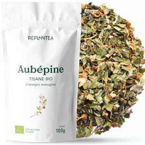 REPLANTEA Infusion d'Aub&eacute;pine Bio 100g | M&eacute;lange de Feuilles et Fleurs | Tisane Relaxante pour le Bien-&Ecirc;tre et le Calme | Crataegus Monogyna en Vrac (Replantea, T&eacute;s e Infusiones Ecol&oacute;gicos, neuf)