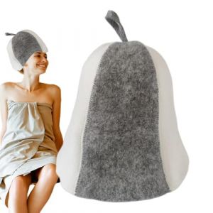 Chapeau de sauna en feutre absorbant l'eau pour bain de vapeur, chapeau d'isolation thermique pour homme et femme, chapeau de protection confortable pour sauna, spa et douche, Gris/blanc, Refer to (Yweuf, neuf)