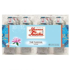 Yunnan Tuocha Zouji - Th&eacute; Tuocha au Lotus &ndash; Apaisant et relaxant - 40 Sachets - 80g - Origine Yunnan Garantie (ZOUJI TUOCHA, neuf)
