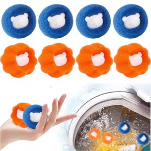 Attrape Poils Machine a Laver, Boule Anti Poils Machine a Laver, Anti Poil Machine à Laver Réutilisable, Ramasse Poils Animaux Machine a Laver pour Chien Chats Poils D'animaux Vêtements (Bleu+Orange) (Chiosa, neuf)