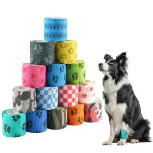 Zosenyer 15 Rouleaux Bandage Autoadhésif, Bande Cohesive 5 cm x 4.5m, Couleurs Bande Strapping Adhésif pour Les Humains Et Les Animaux, Bande Auto Adhesive pour Pouce Poignet Cheville (Zosenyer Kft, neuf)