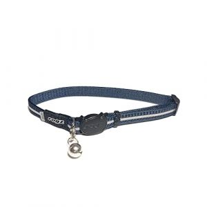 Collier Rogz Alleycat. Mécanisme de Rupture Ajustable au Poids pour Une sécurité maximale. Réfléchissants, Pour Chat, (Bleu Foncé) (Tractive, neuf)