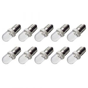 Ruiandsion Lot de 10 ampoules LED E10 AC 48 V Culot &agrave; vis E10 Ampoule LED de rechange pour bougies de maison, chambre &agrave; coucher, bureau Blanc chaud (Ruiandsion, neuf)