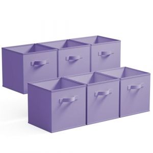 GRANNY SAYS Caisses de Rangement, Lot de 6 Cubes de Rangement Pliables en Tissu avec Poign&eacute;es, Paniers et Bo&icirc;tes de Rangement pour Kallax &Eacute;tag&egrave;re, Cube Rangement Pliable 27x27 cm, Violet (SEMPERFUN, neuf)