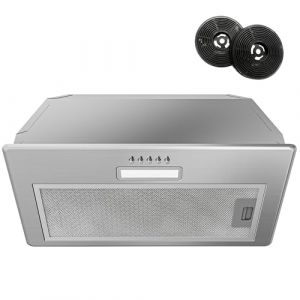 FIREGAS Hotte Aspirante Encastrable 52cm, 308 m³/h, 3 Vitesses, Hotte Aspirante à Conduit ou de Recyclage Avec LED, Acier Inoxydable Durable, Filtre en Aluminium Lavables (Firegas Kitchen Appliances, neuf)