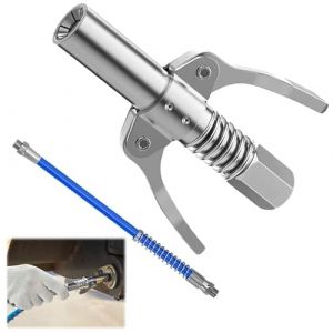 Raccord de Pistolet à Graisse G Coupler avec Tuyau Flexible, Embout Pompe a Graisse Manuelle - Embout Graissage pour Pompe à Graisse - Facile à Installer et Enlever - 1/8" NPT - Robuste et Durable (A) (Ownkim, neuf)