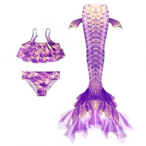 Maillot De Bain Enfant Fille Joli Maillot de Bain d'été Cosplay Party Fille Manches Longues 3 Pièces Deguisement Océan Piscine Natation Plage Costume de Bain de Plage (HIKLASbien, neuf)