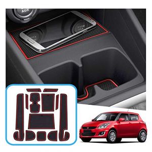 GAFAT Suzuki Swift/Sport/Hybrid 2017-2022 2023 Tapis Antidérapants en Caoutchouc, Suzuki Swift Tapis pour Console Centrale, Accoudoir, Porte-Gobelet, Couture de Porte (Rouge) (GAFAT(EU), neuf)