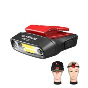 klarus HC3 Clip Rechargeable LED phare rotatif casquette à bille visière lumière mains libres avec lumière rouge pour la pêche en cours d'exécution Camping lecture travail (Klarus® EU Store, neuf)