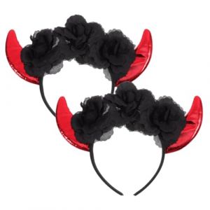 OHPHCALL 2pièces Diable Corne Accessoire De Costume Pour Halloween -tête Avec Oreilles De Diable Pour Fête Et Déguisement Décoration De Cheveux Élégante Et Amusante (Peggy Boll, neuf)