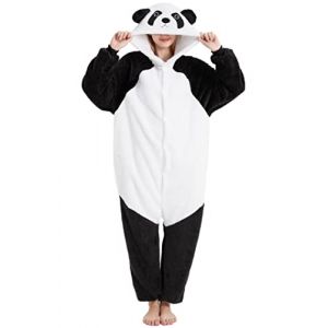 LATH.PIN Pyjamas Combinaison Panda Unisexe Adulte Animal Onesie Cosplay Halloween Carnaval Costumes Femme Pyjama Costume Animaux Costume Hiver, Noir , XXL (Mescara, neuf)