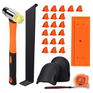 KEDEMAS 26 Pièces Kit de Pose de Stratifié, Outils de Pose de Sol avec 20 Entretoises de Sol Stratifié, Maillet à Double Face, Bloc Taraudage Robuste et Barre de Traction en Acier, Genouillères (aofangjimaoyi, neuf)