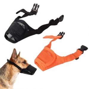 2 Pi&egrave;ces Museli&egrave;re pour Chiens Museli&egrave;re Souple R&eacute;glable pour Chiens Respirant Museli&egrave;re en Nylon pour Chien Museliere Anti-Aboiements et Anti-Morsures Museau d'Entra&icirc;nement (L) (ANETTEE GLOBALISS, neuf)