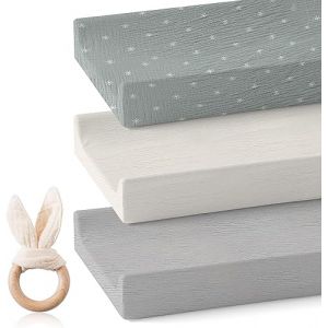 Mamimami Home Lot de 3 housses de matelas à langer pour bébé - En coton respirant - 50 x 70,80 x 40 cm - Bassinet - Vert (mamimamihome baby, neuf)