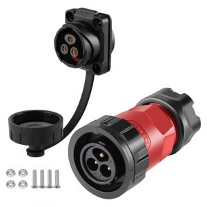 CNLINKO Connecteur étanche à 3 broches YM-20, Crculaire IP68 connecteur d'aviation à branchement rapide, Connecteur à souder avec boîtier en plastique PBT, Prise à bride mâle-femelle M20 (3 broches) (CNLINKO, neuf)