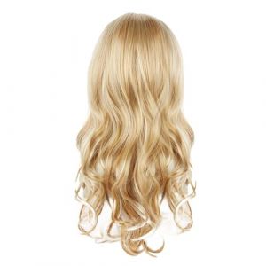 Perruques blondes longues 60 cm perruque blonde blonde dorée longues perruques ondulées femme bouclée longue femme cosplay costume naturel synthétique haute qualité Perruque Cosplay (Gold, One Size) (Judesuper & Doublehero, neuf)