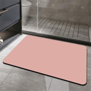 Odot Tapis Salle de Bain Absorbant Diatomite, Couleur Unie Minimaliste Tapis de Bain Antidérapant Séchage Rapide Doux pour Entrée, Baignoire, Porte d'entrée, Chevet, Canapé, Salon (Rose,80x120cm) (Odot, neuf)