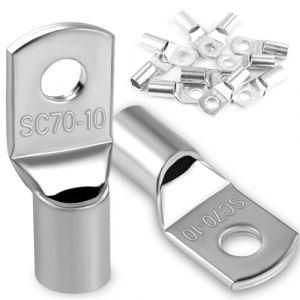 10 Pi&egrave;ces 70mm&sup2; Cosses Tubulaires M10 Cosses Annulaires, Cosses &agrave; Sertir a Oeil &agrave; Anneau, &OElig;illet en Cuivre &Eacute;tam&eacute; Cosse &agrave; Sertir pour C&acirc;ble &Eacute;lectrique (Dawene store, neuf)