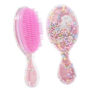 WRITWAA 2pi&egrave;ces Brosse &agrave; Cheveux pour Gar&ccedil;on Fille Design Transparent Ovale avec Motif Flamant Rose Coussin de Massage pour D&eacute;m&ecirc;lage Facile et Prise Main Confortable (Saieli, neuf)