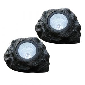 2 Pièces Lampe Solaire En Forme De Pierre, Lampes Solaires Exterieures Jardin Rocher, Lumières De Roche Décoratives Pour Pelouse Chemin Éclairage (qinxie, neuf)