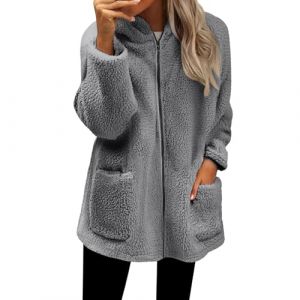 Cocila Veste Polaire Pour Femme Fermeture éClair IntéGrale Douce LéGèRe Manches Longues Capuche Avec Poches 2025 Manteau CintréE Grey Xxxl Blouson Femmes Printemps Blouson Simili Cuir (CHOHJIA, neuf)