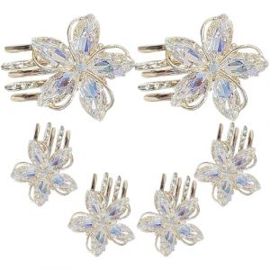 Hohopeti Lot de 6 Pinces &agrave; Cheveux Mini Fleurs en Strass M&eacute;tal Argent&eacute; Maintien Fiable pour Coiffures F&eacute;minines Accessoires &Eacute;l&eacute;gants pour Mariage F&ecirc;tes et Usage Quotidien (Ingrid GL, neuf)