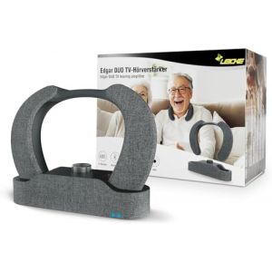 LEICKE Edgar Duo Haut-parleur TV sans fil &ndash; Amplificateur Vocal Portable pour Personnes &acirc;g&eacute;es Malentendantes, Bluetooth 5.3, HDMI/Optique/AUX, Enceinte TV avec Amplificateur Auditif, 2e G&eacute;n&eacute;ration (LEICKE, neuf)